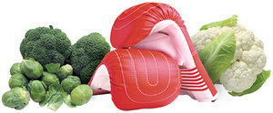 Assorted vegetables and a boxing glove. - Copyright – Stock Photo / Register Mark